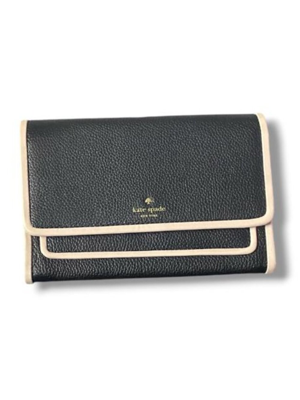 Kate Spade Leather Ivy Ward Place Massager CLUTCH Black/Tan - CONVERTIBLE